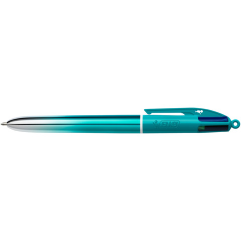 Penna a sfera a scatto BIC 4 Colours 1 mm in conf. 12 pezzi Smooth Gradient Verde Acqua - 524092